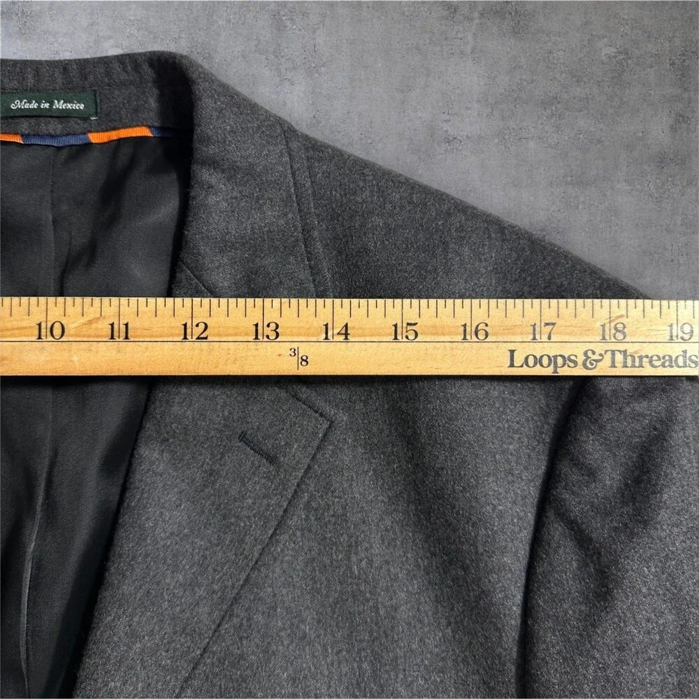 Vintage J.CREW Mens Blazer Sport Coat 3-Button Jacket 42R Gray Fleece Wool